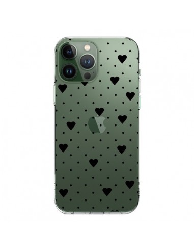 iPhone 13 Pro Max Case Points Hearts Black Clear - Project M