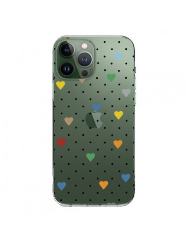iPhone 13 Pro Max Case Points Hearts Colorful Clear - Project M