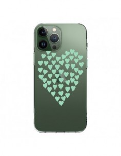 Cover iPhone 13 Pro Max Cuori Amore Verde Menta...