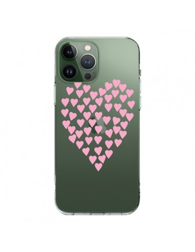 Coque iPhone 13 Pro Max Coeurs Heart Love Rose Pink Transparente - Project M