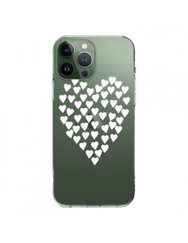 Coque iPhone 13 Pro Max Coeurs Heart Love Blanc Transparente - Project M
