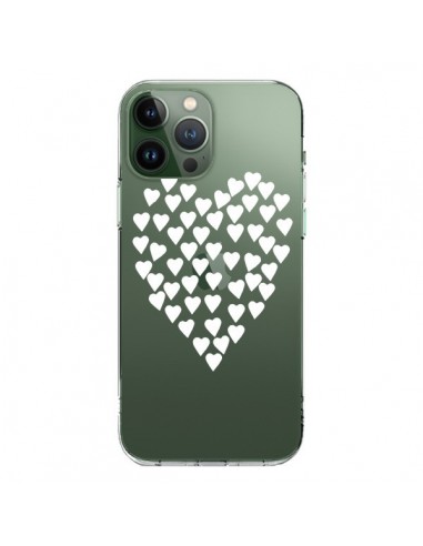 Cover iPhone 13 Pro Max Cuori Amore Bianco Trasparente - Project M