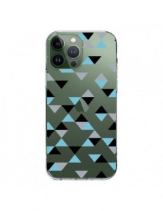 iPhone 13 Pro Max Case Triangles Ice Blue Black Clear -...