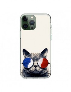 Coque iPhone 13 Pro Max Chat à lunettes françaises -...