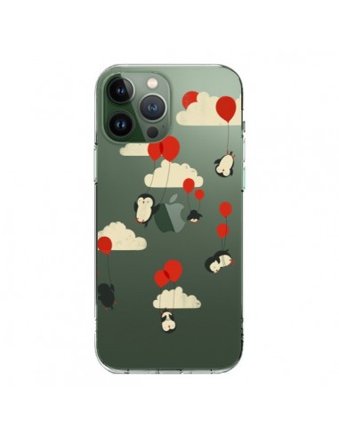 Coque iPhone 13 Pro Max Pingouin Ciel Ballons Transparente - Jay Fleck