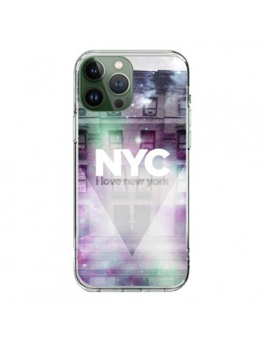 Coque iPhone 13 Pro Max I Love New York City Violet Vert - Javier Martinez