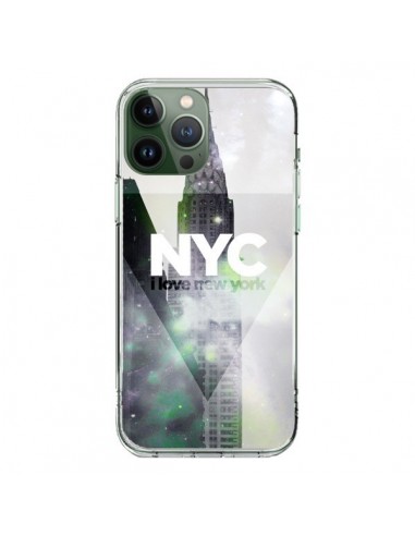 Coque iPhone 13 Pro Max I Love New York City Gris Violet Vert - Javier Martinez
