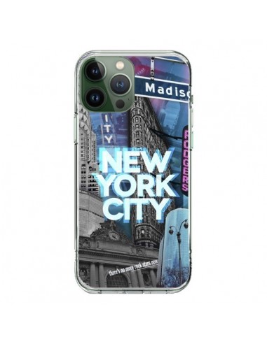 Coque iPhone 13 Pro Max New York City Buildings Bleu - Javier Martinez