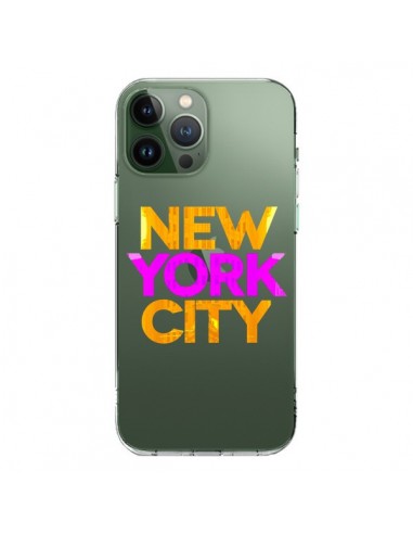 Cover iPhone 13 Pro Max New York City NYC Arancione Rosa Trasparente - Javier Martinez