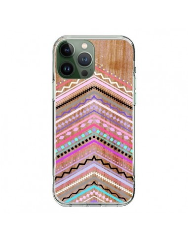 Coque iPhone 13 Pro Max Purple Chevron Wild Wood Bois Azteque Aztec Tribal - Jenny Mhairi