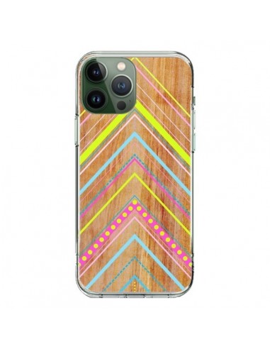 Coque iPhone 13 Pro Max Wooden Chevron Pink Bois Azteque Aztec Tribal - Jenny Mhairi
