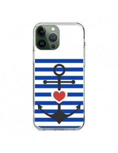 Coque iPhone 13 Pro Max Mariniere Encre Marin Coeur -...
