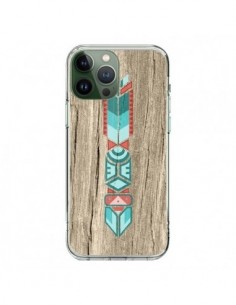 Cover iPhone 13 Pro Max Totem Tribal Azteco Legno Wood -...