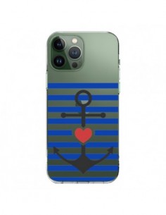 Cover iPhone 13 Pro Max Ancora Marina Cuore Trasparente -...