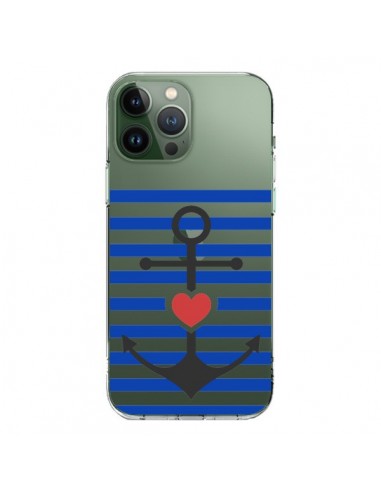 Coque iPhone 13 Pro Max Mariniere Ancre Marin Coeur Transparente - Jonathan Perez