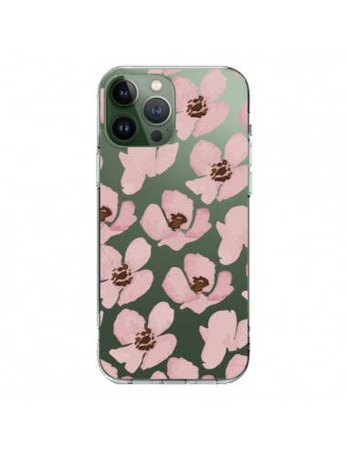 iPhone 13 Pro Max Case Flowers Pink Clear - Dricia Do