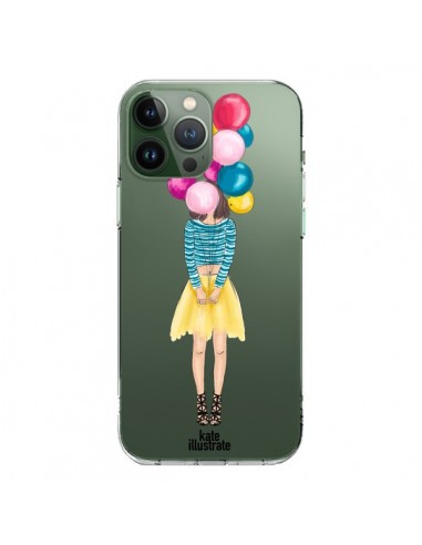 iPhone 13 Pro Max Case Girl Ballons Clear - kateillustrate
