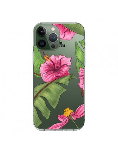 Coque iPhone 13 Pro Max Tropical Leaves Fleurs Feuilles Transparente - kateillustrate