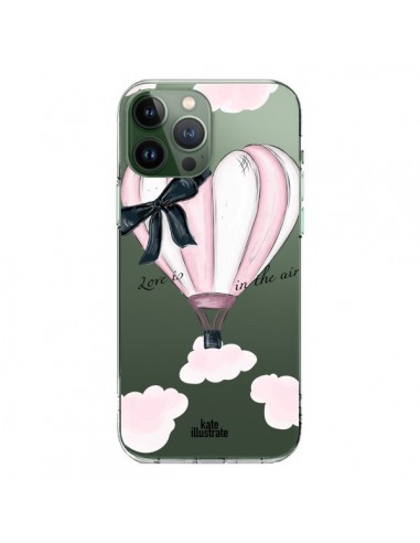 Coque iPhone 13 Pro Max Love is in the Air Love Montgolfier Transparente - kateillustrate