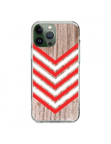 Coque iPhone 13 Pro Max Tribal Aztèque Bois Wood Flèche Rouge Blanc - Laetitia