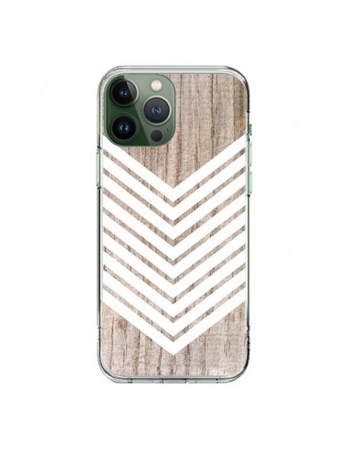 Coque iPhone 13 Pro Max Tribal Aztèque Bois Wood Flèche Blanc - Laetitia