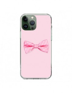 Cover iPhone 13 Pro Max Papillon Rosa Femminile Bow Tie -...