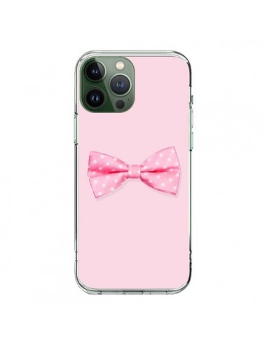 Coque iPhone 13 Pro Max Noeud Papillon Rose Girly Bow Tie - Laetitia