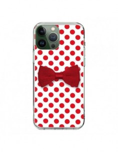 Cover iPhone 13 Pro Max Papillon Rosso Femminile Bow Tie...