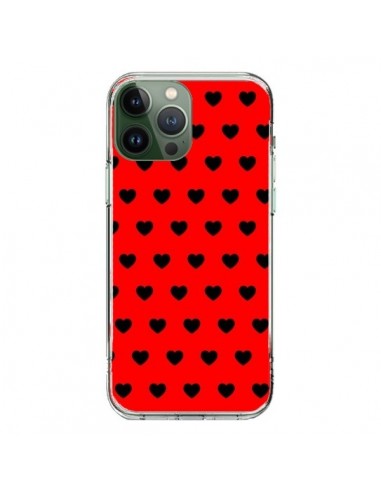 Cover iPhone 13 Pro Max Cuore Neros sfondo Rosso - Laetitia