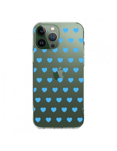 iPhone 13 Pro Max Case Heart Love Blue Clear - Laetitia