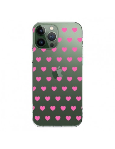 Coque iPhone 13 Pro Max Coeur Heart Love Amour Rose Transparente - Laetitia