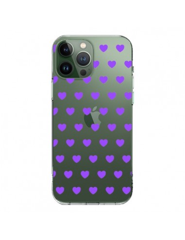 Coque iPhone 13 Pro Max Coeur Heart Love Amour Violet Transparente - Laetitia