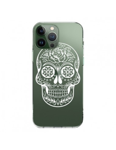 Coque iPhone 13 Pro Max Tête de Mort Mexicaine Blanche Transparente - Laetitia