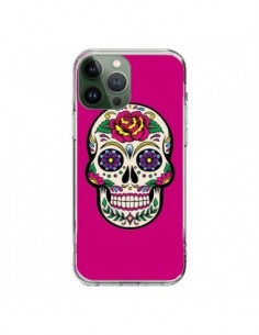 Coque iPhone 13 Pro Max Tête de Mort Mexicaine Rose...