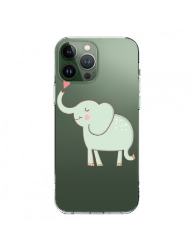 Cover iPhone 13 Pro Max Elefante Animale Cuore Amore  Trasparente - Petit Griffin