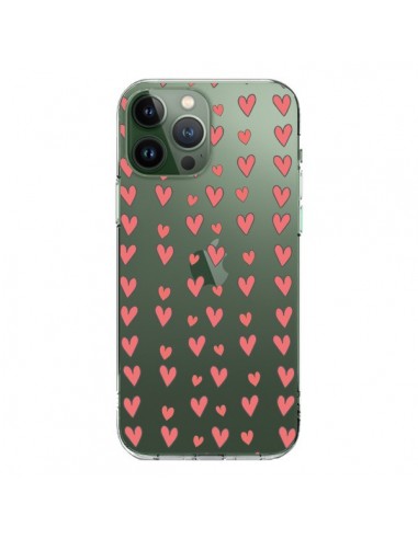 Coque iPhone 13 Pro Max Coeurs Heart Love Amour Rouge Transparente - Petit Griffin
