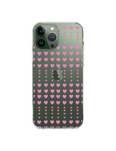 Coque iPhone 13 Pro Max Coeurs Heart Love Amour Rose Transparente - Petit Griffin