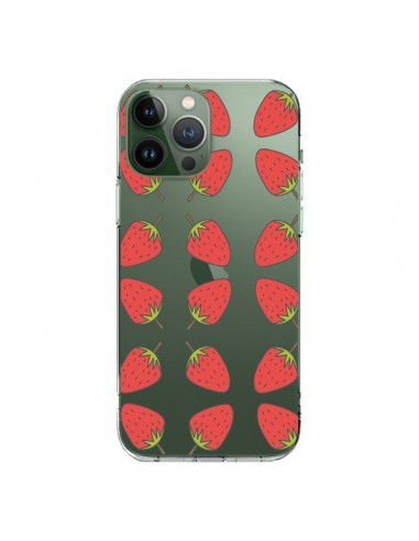 Cover iPhone 13 Pro Max Fragola Frutta Trasparente - Petit Griffin