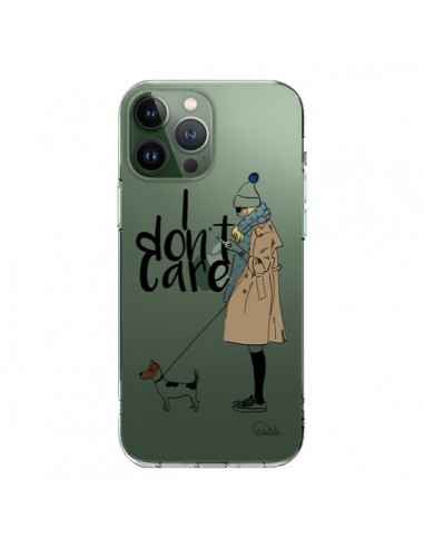 Cover iPhone 13 Pro Max I don't care Fille Cane Trasparente - Lolo Santo