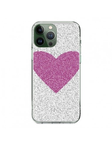 Coque iPhone 13 Pro Max Coeur Rose Argent Love - Mary Nesrala