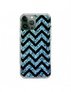 Cover iPhone 13 Pro Max Chevron Aqua Sparkle Triangolo...