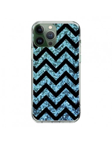 Coque iPhone 13 Pro Max Chevron Aqua Sparkle Triangle Azteque - Mary Nesrala