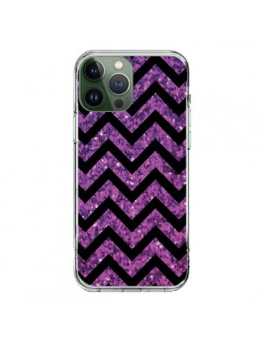 Coque iPhone 13 Pro Max Chevron Purple Sparkle Triangle Azteque - Mary Nesrala