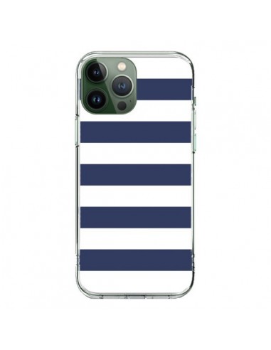 Cover iPhone 13 Pro Max Bande Marineresche Blu Bianco Gaultier - Mary Nesrala