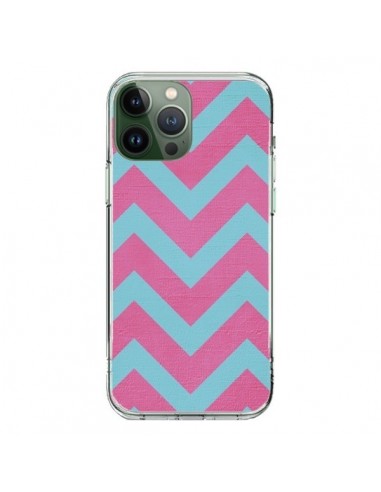 iPhone 13 Pro Max Case Strawberry Chevron Pink Blue - Mary Nesrala