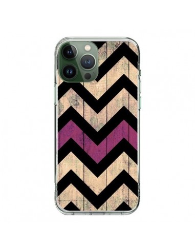 Coque iPhone 13 Pro Max Chevron Vintage Bois Wood - Mary Nesrala