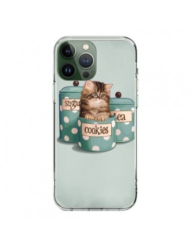 Coque iPhone 13 Pro Max Chaton Chat Kitten Boite Cookies Pois - Maryline Cazenave