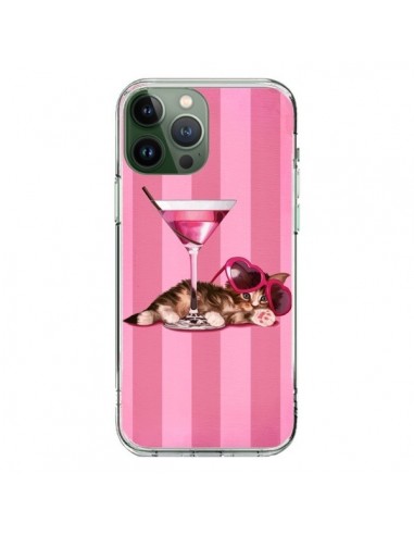 Coque iPhone 13 Pro Max Chaton Chat Kitten Cocktail Lunettes Coeur - Maryline Cazenave