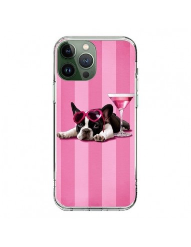 Coque iPhone 13 Pro Max Chien Dog Cocktail Lunettes Coeur Rose - Maryline Cazenave