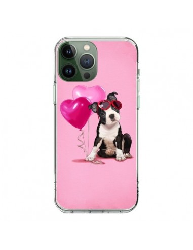 Coque iPhone 13 Pro Max Chien Dog Ballon Lunettes Coeur Rose - Maryline Cazenave